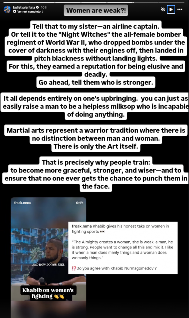 Valentina Shevchenko responde a Khabib Nurmagomedov