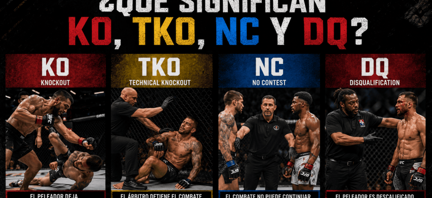 ¿Qué significa KO, NC, DQ… en MMA? Guía completa de términos